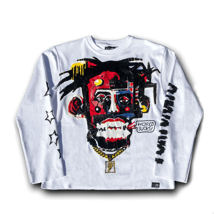 White "World Sucks" Long sleeve Tee - Fortunato Fashion Collective